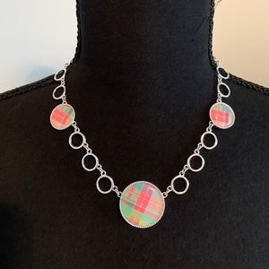 Spring plaid medallion adjustable necklace